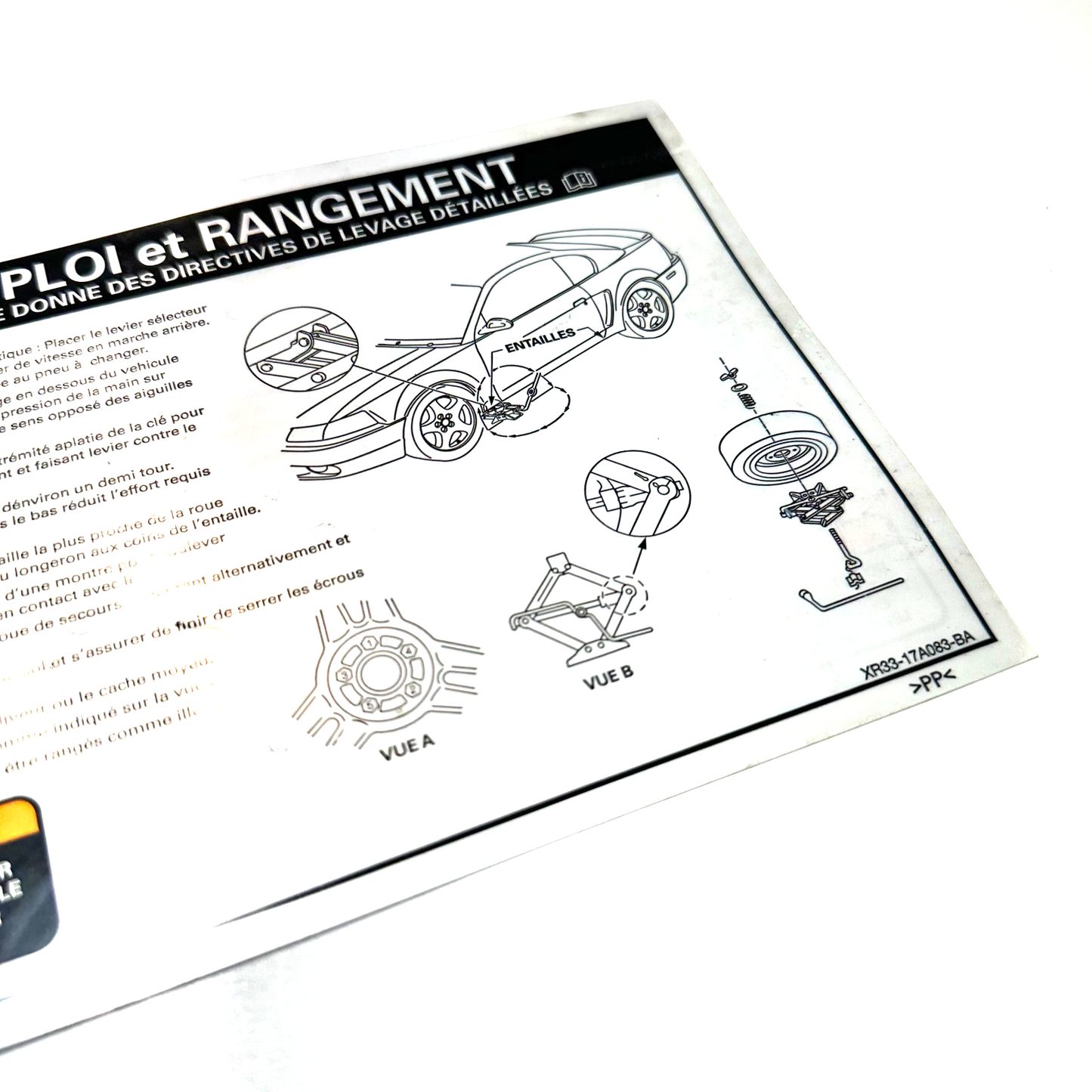 1999-2004 Ford Mustang Trunk Spare Jack Usage & Stowage Guide Paper Instructions