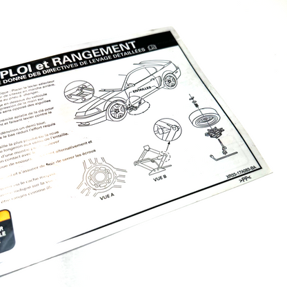 1999-2004 Ford Mustang Trunk Spare Jack Usage & Stowage Guide Paper Instructions