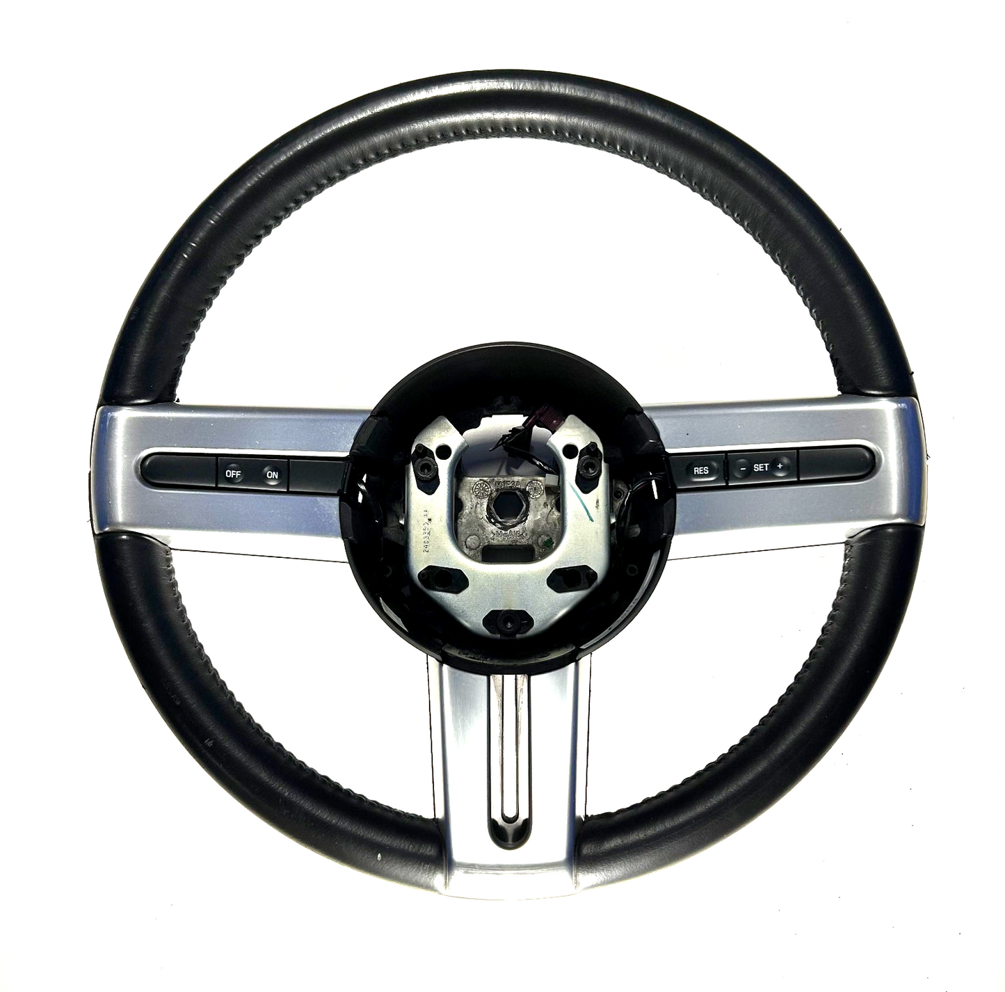2005-2009 Ford Mustang Leather Steering Wheel W/ Silver Trim
